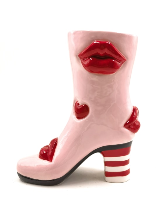 Medium Hearts & Lips Heeled-Boot Ceramic Vase Additional 1