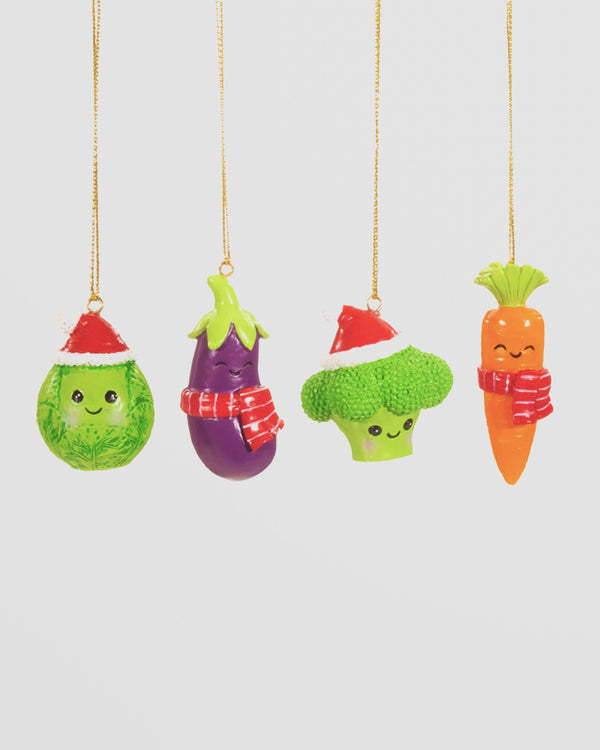 Mini Christmas Veg Baubles - Set of 4