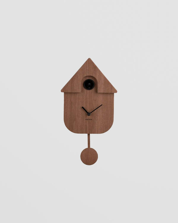 Wall Clock Modern Cuckoo - Dark wood