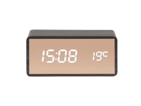 Alarm Clock Copper Mirror LED - Black