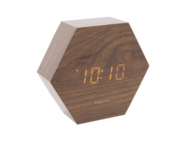 Alarm Clock Hexagon - Dark wood