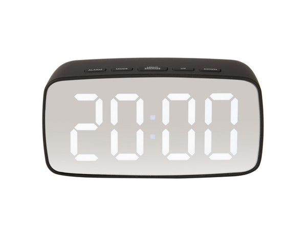 Alarm Clock Mirror LED Oval - Black