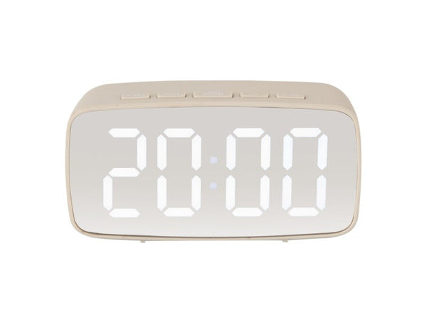 Alarm Clock Mirror LED Oval - Warm grey