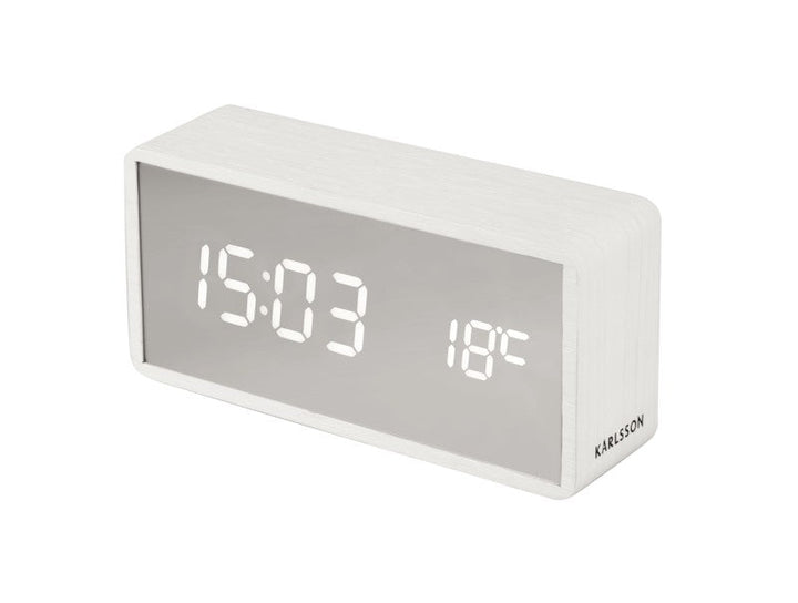 Alarm Clock Silver Mirror LED - White Additional 2