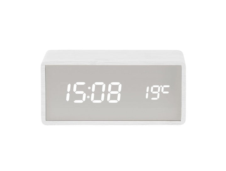 Alarm Clock Silver Mirror LED - White Additional 1