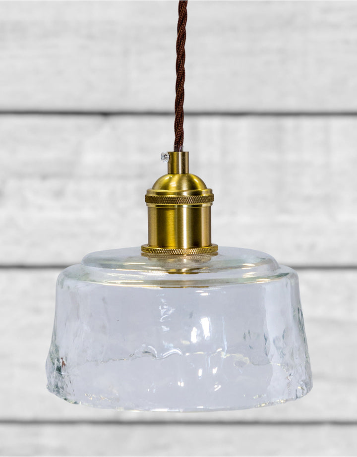 Antique Brass Pendant Light with Clear Glass Shade