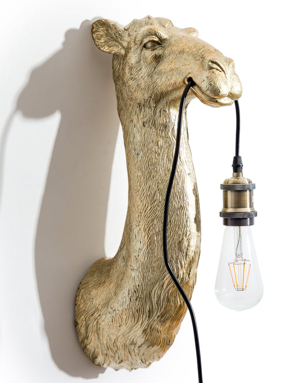 Antique Gold Camel Head Wall Lamp