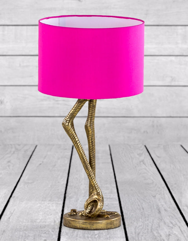 Antique Gold Flamingo Leg Table Lamp with Pink Shade