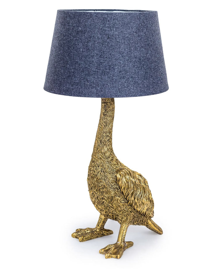 Antique Gold Goose Table Lamp with Grey Shade