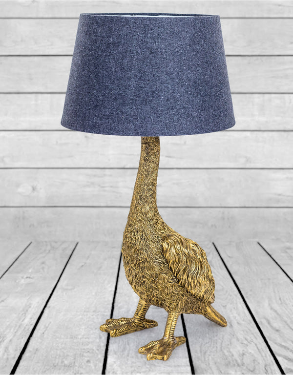 Antique Gold Goose Table Lamp with Grey Shade