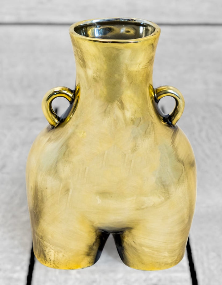 Antique Gold Large "Love Handles" Booty Vase