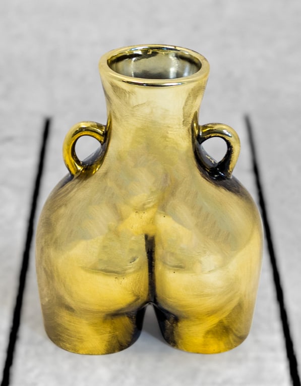 Antique Gold Medium "Love Handles" Booty Vase