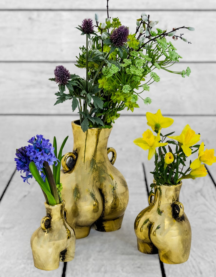 Antique Gold Medium "Love Handles" Booty Vase