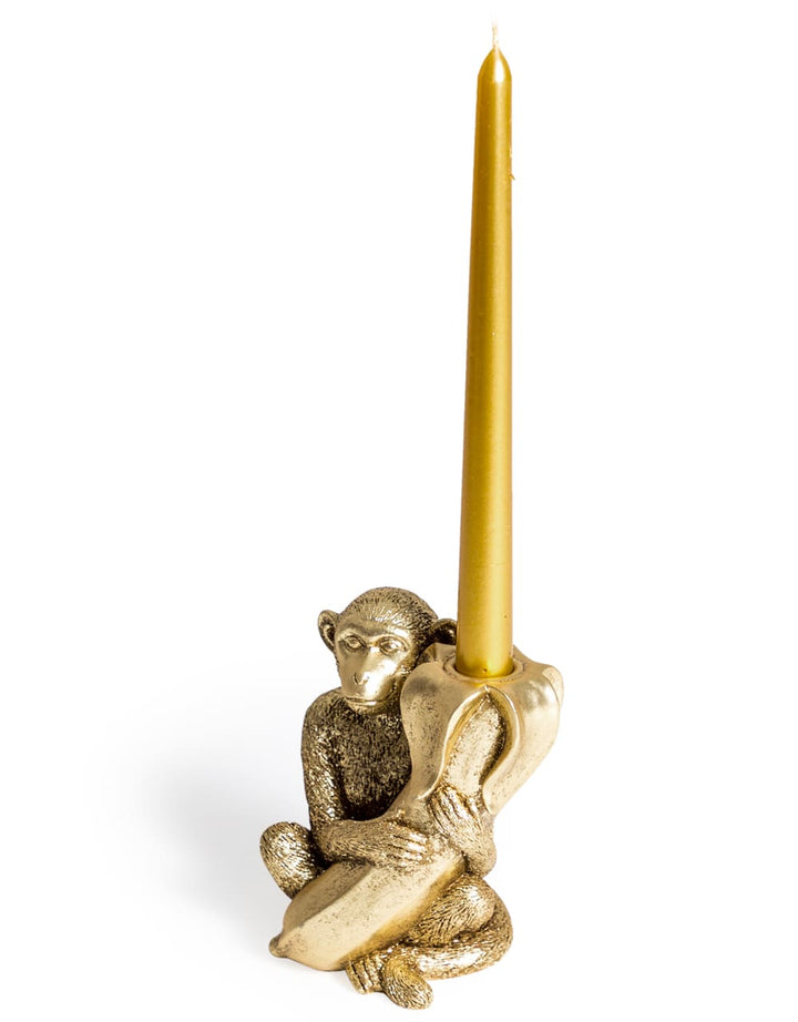 Antique Gold Monkey with Banana Candle Holder