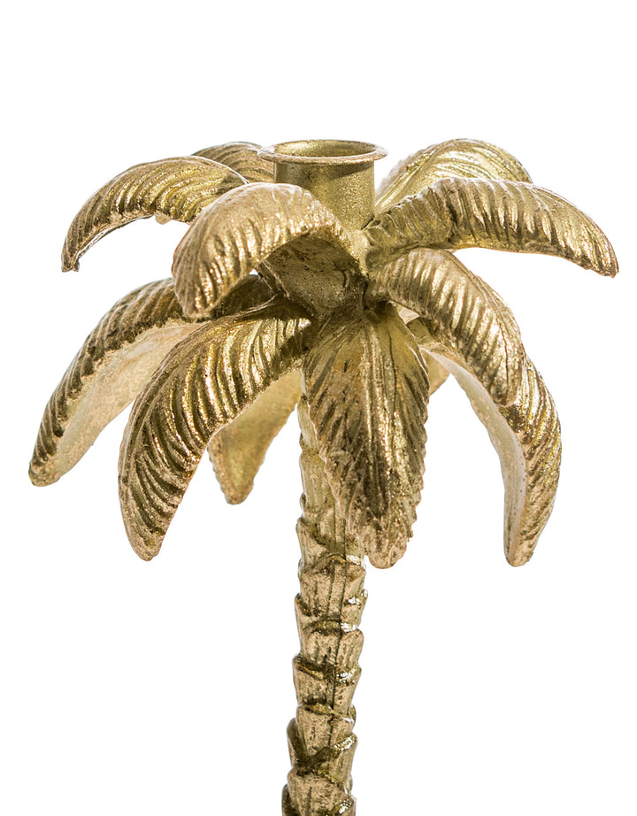 Antique Gold Palm Tree Candle Holder