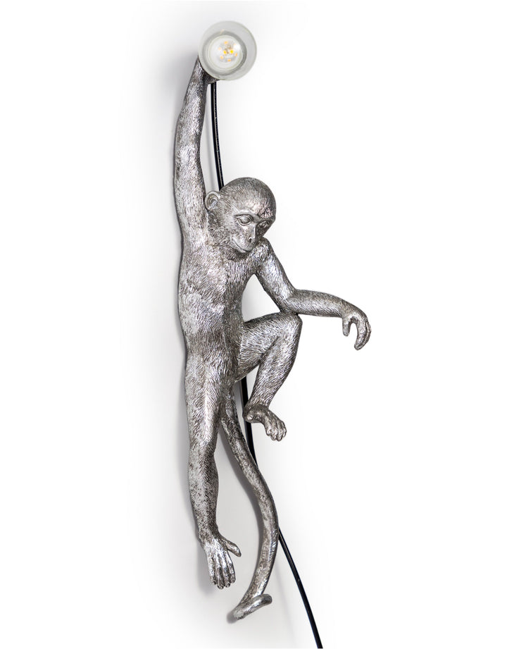 Antique Silver Climbing Monkey Wall Lamp