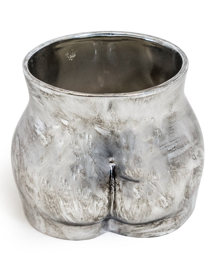 Antique Silver Large Booty Flower Pot/Storage Jar