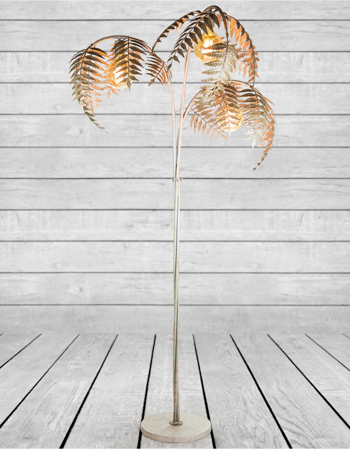 Antique Silver Palm Leaf Floor Lamp