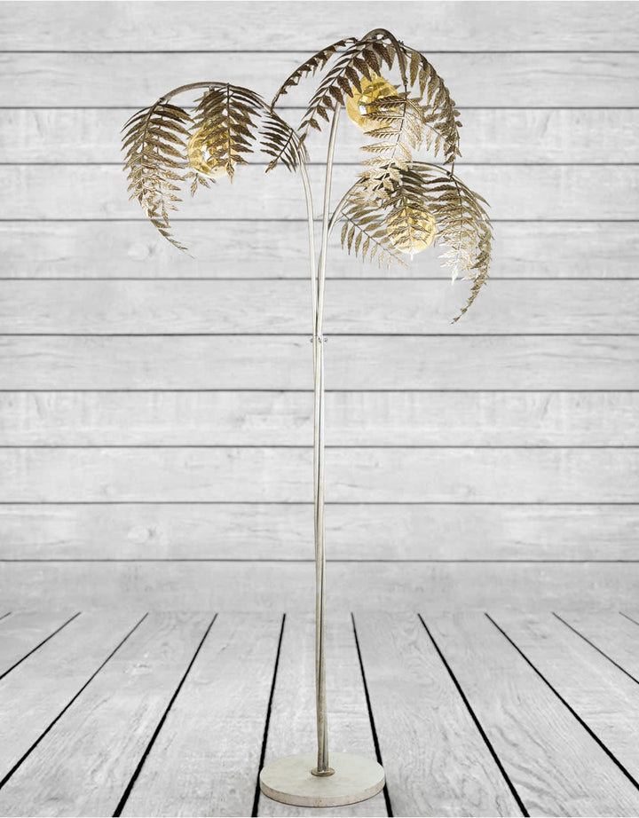 Antique Silver Palm Leaf Floor Lamp