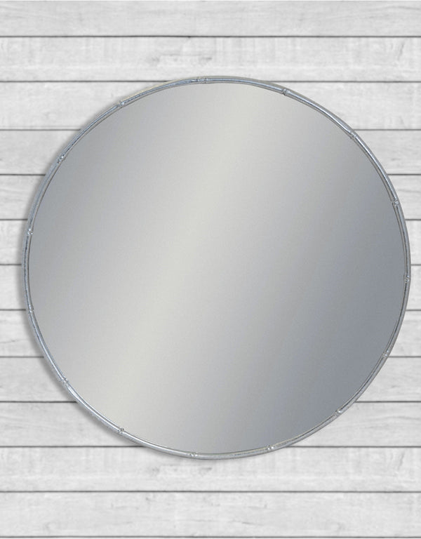 Antique Silver Round Metal Bamboo Wall Mirror (to be bought in qtys of 2)