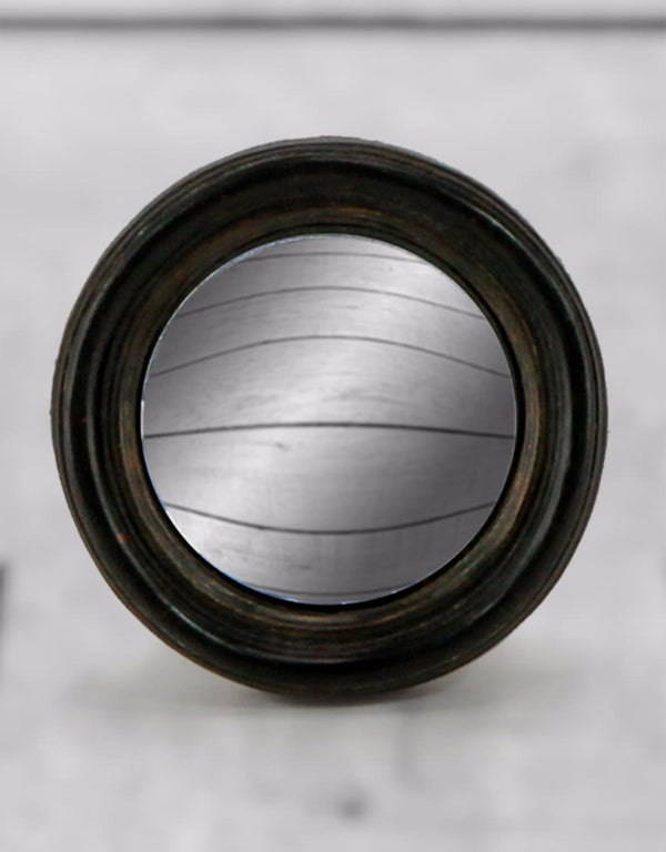 Antiqued Black Thin Framed Extra Small Convex Mirror