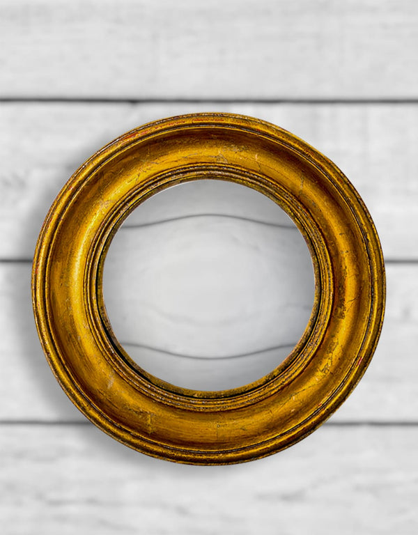 Antiqued Gold Deep Framed Large Convex Mirror