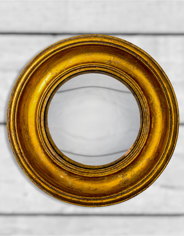 Antiqued Gold Deep Framed Medium Convex Mirror