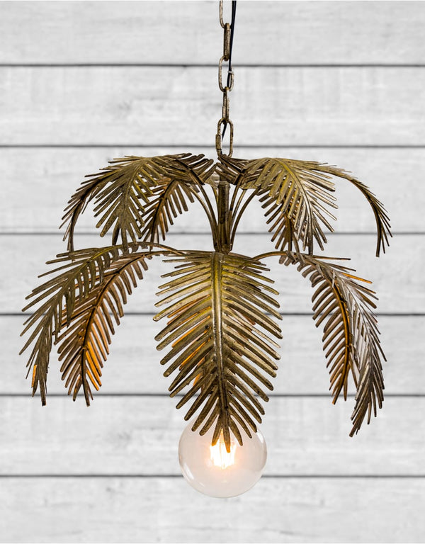 Antiqued Gold Fern Leaf Chandelier Pendant