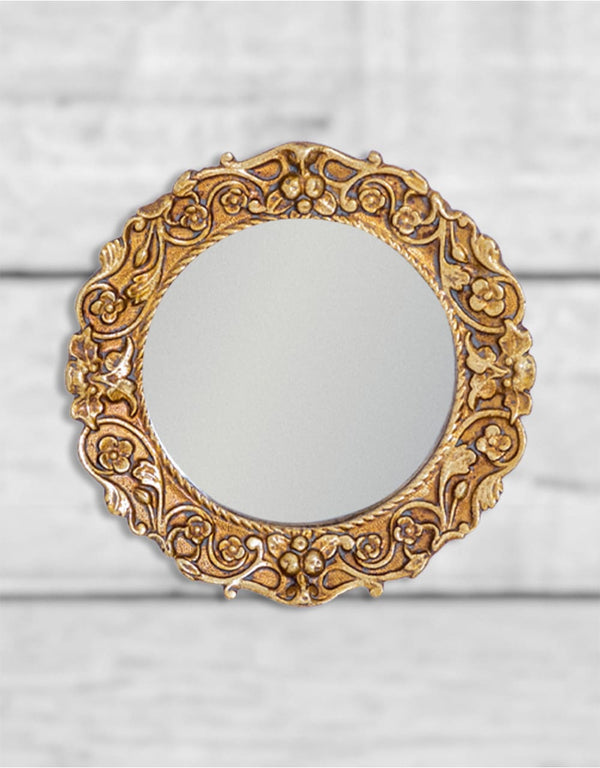 Antiqued Gold Framed Ornate Small Mirror