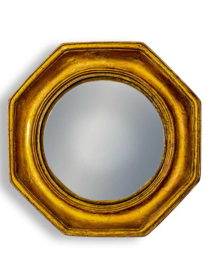 Antiqued Gold Octagonal Framed Convex Mirror