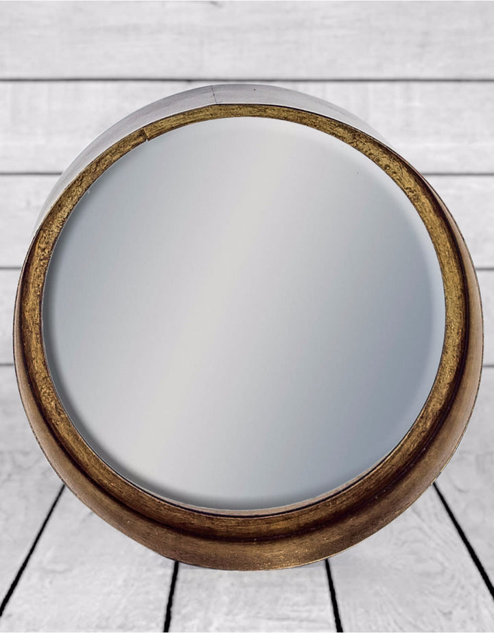 Black and Bronze Deep Framed Cylinder Mirror 21cm