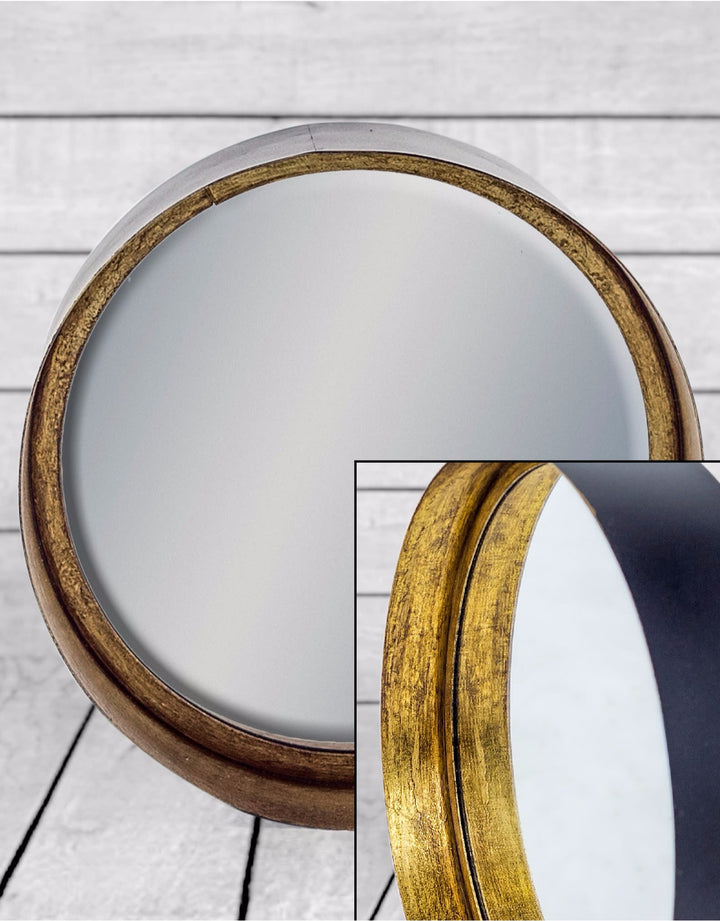 Black and Bronze Deep Framed Cylinder Mirror 21cm