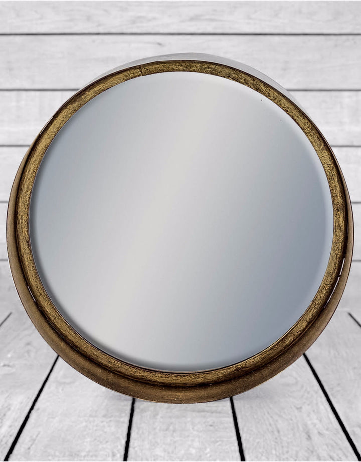 Black and Bronze Deep Framed Cylinder Mirror 26cm