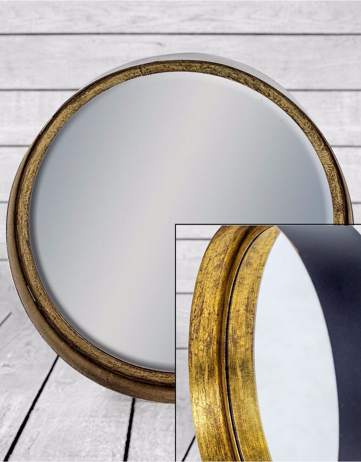 Black and Bronze Deep Framed Cylinder Mirror 26cm