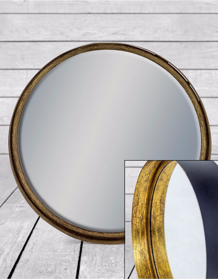 Black and Bronze Deep Framed Cylinder Mirror 31cm