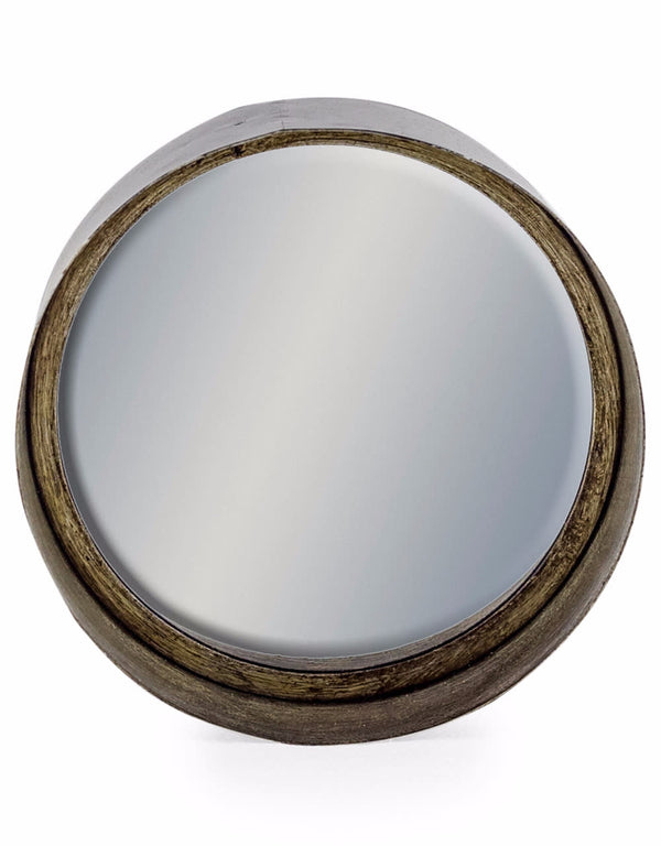 Black and Pewter Deep Framed Cylinder Mirror 21cm