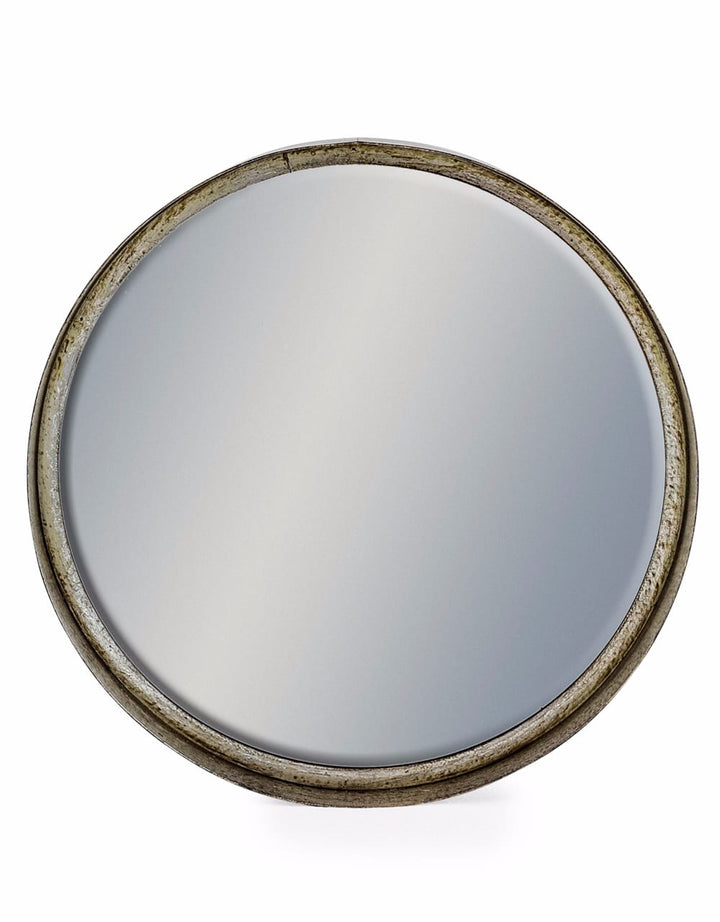 Black and Pewter Deep Framed Cylinder Mirror 31cm