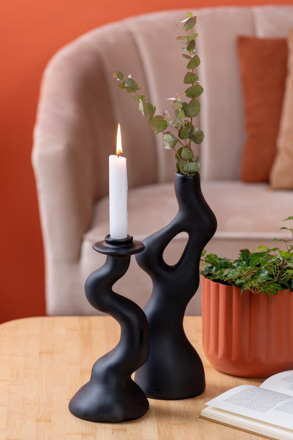 Candle Holder Organic Swirl Large - Black