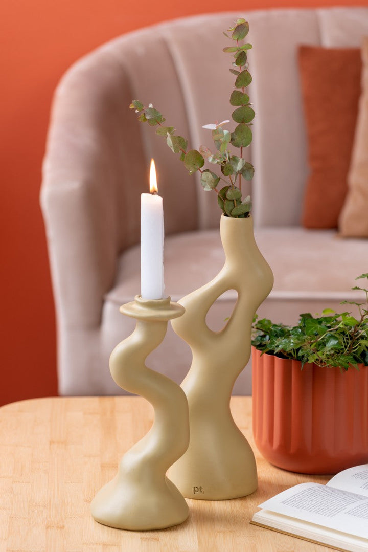 Candle Holder Organic Swirl Large - Latte brown Additional 5