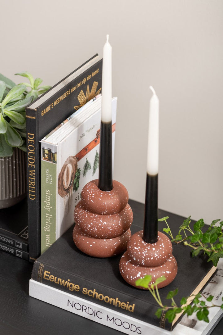 Candle Holder Speckles Rings Small Cement - Clay brown Additional 1