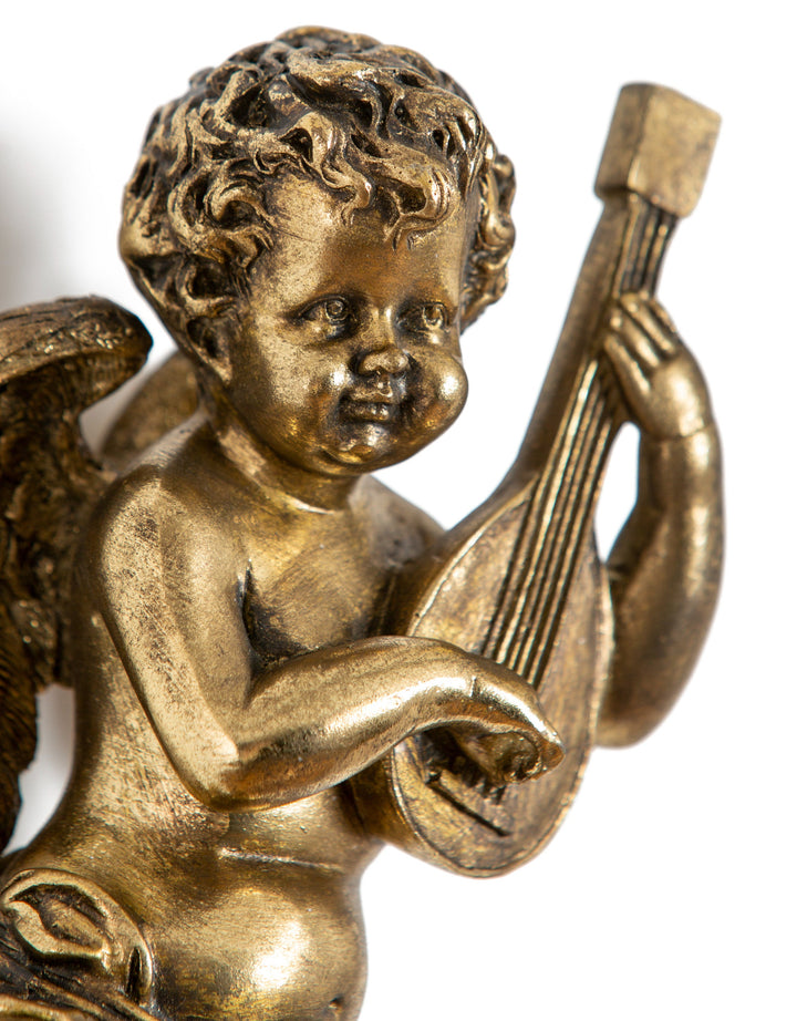 Gold Cherub Guitar Wall Figure