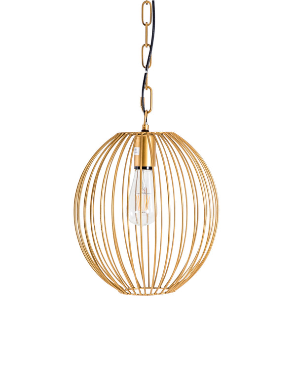 Gold Medium Wire Sphere Ceiling Pendant