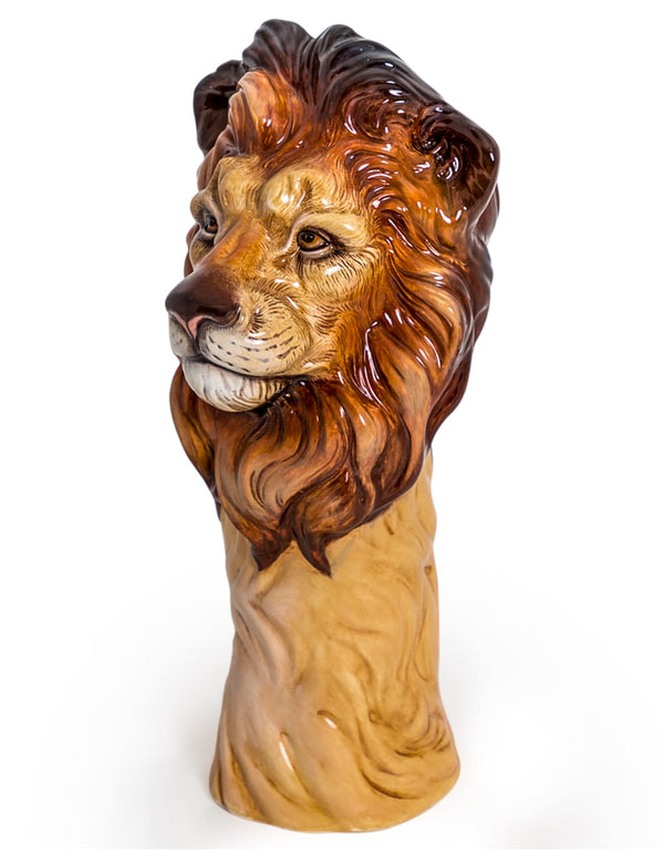 Hand Painted Ceramic Lion Head Vase