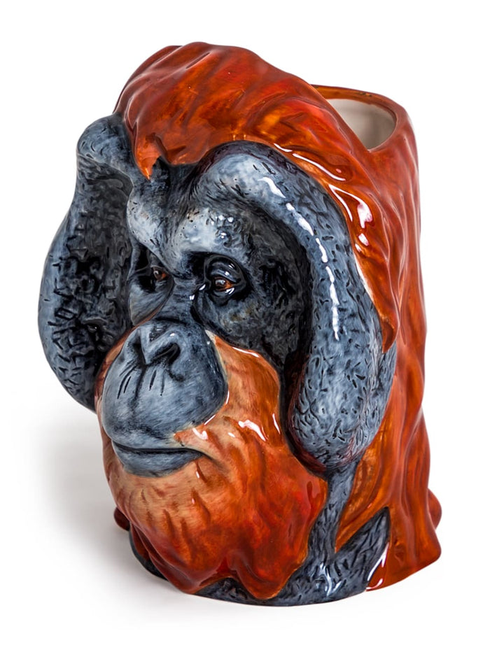 Hand Painted Ceramic Orangutan Head Storage Jar/Vase