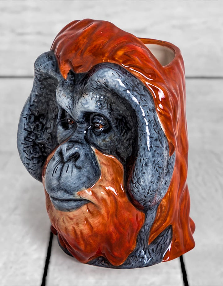 Hand Painted Ceramic Orangutan Head Storage Jar/Vase