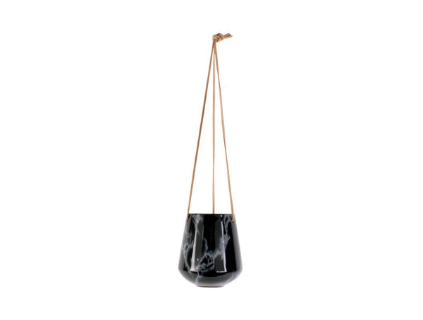 Hanging Pot Skittle Medium Marble - Black
