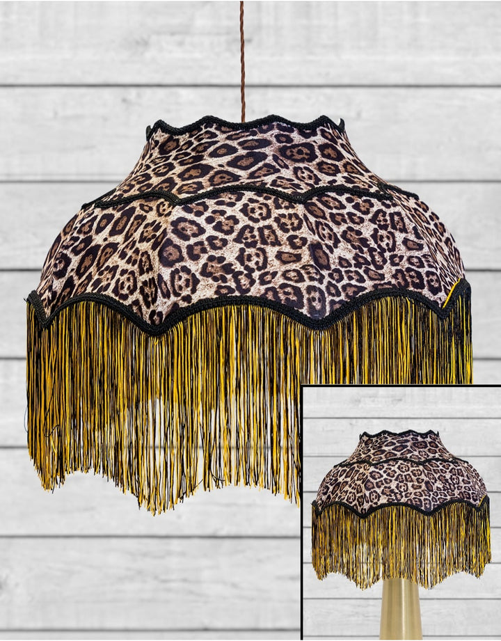 Large Animal Print Frilled Lamp Shade (Use As Pendant or Shade)