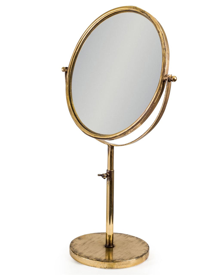 Large Antique Gold Convex Adjustable Table Mirror