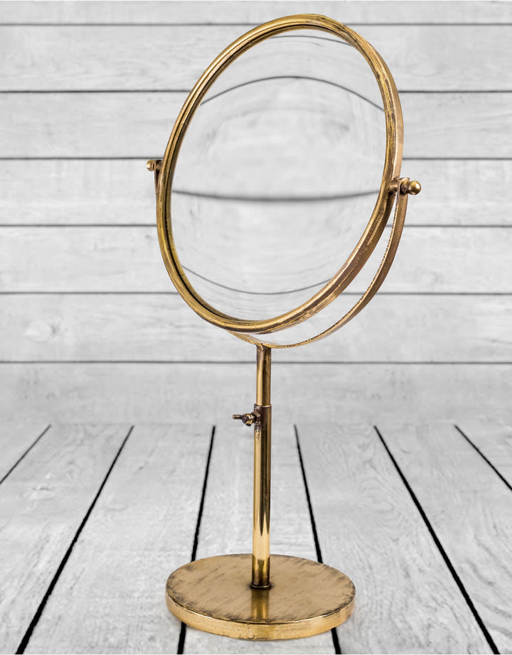 Large Antique Gold Convex Adjustable Table Mirror