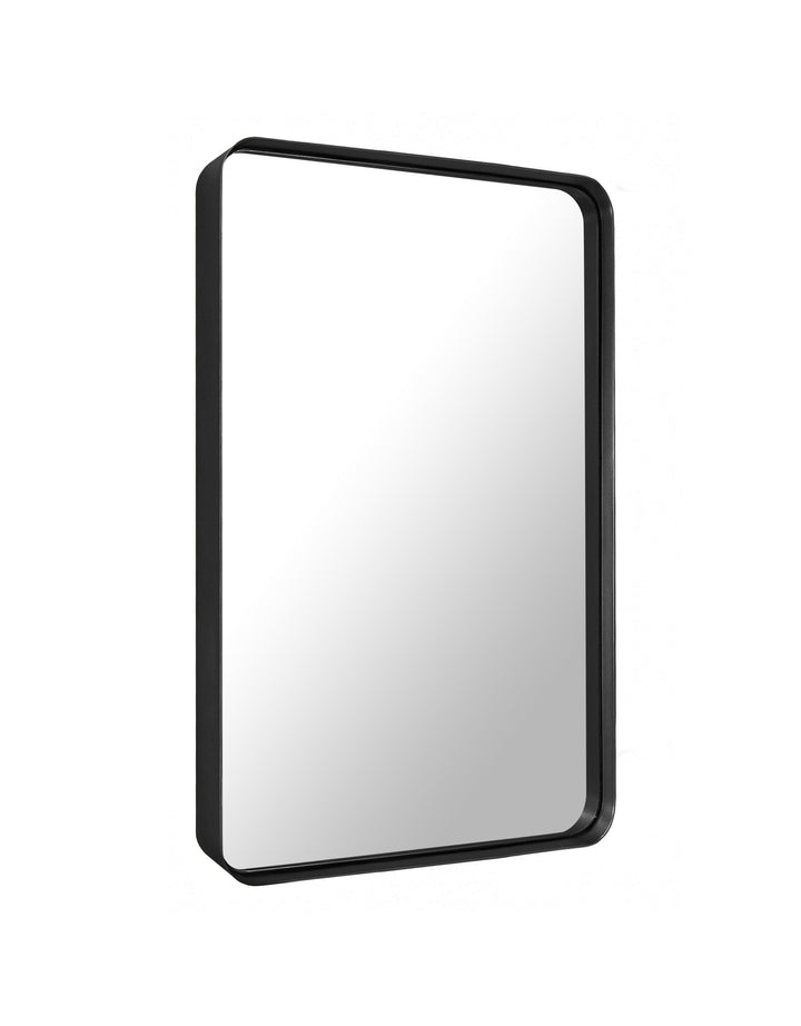 Large Rectangular Matt Black Steel Framed Mirror